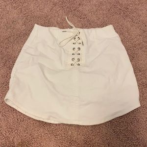 white mini skirt